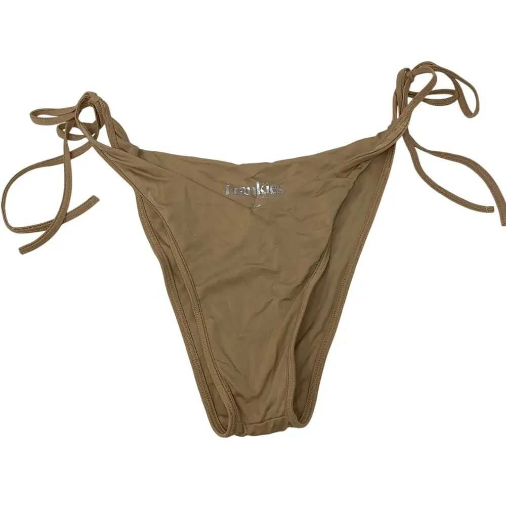 Frankies Bikinis Womens Size Medium String Bikini Bottom Tan High Cut
